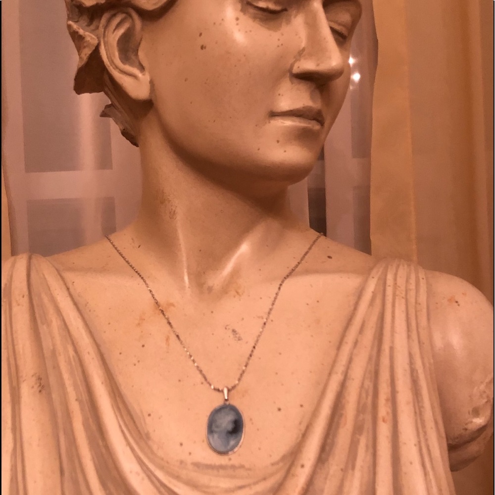 Lovely light grey cameo with 18 inch Sterling Silver chain